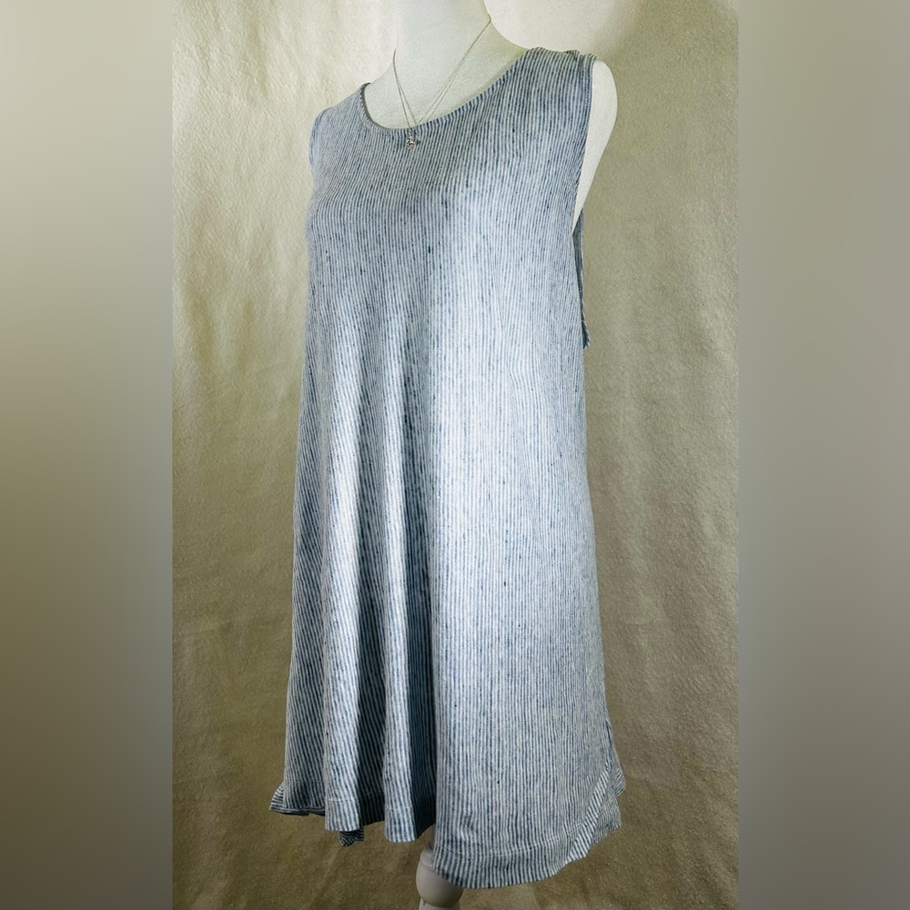 CHRISTIAN SIRIANO Women’s 3X designer linen top- flowy and feminine, blue stripe